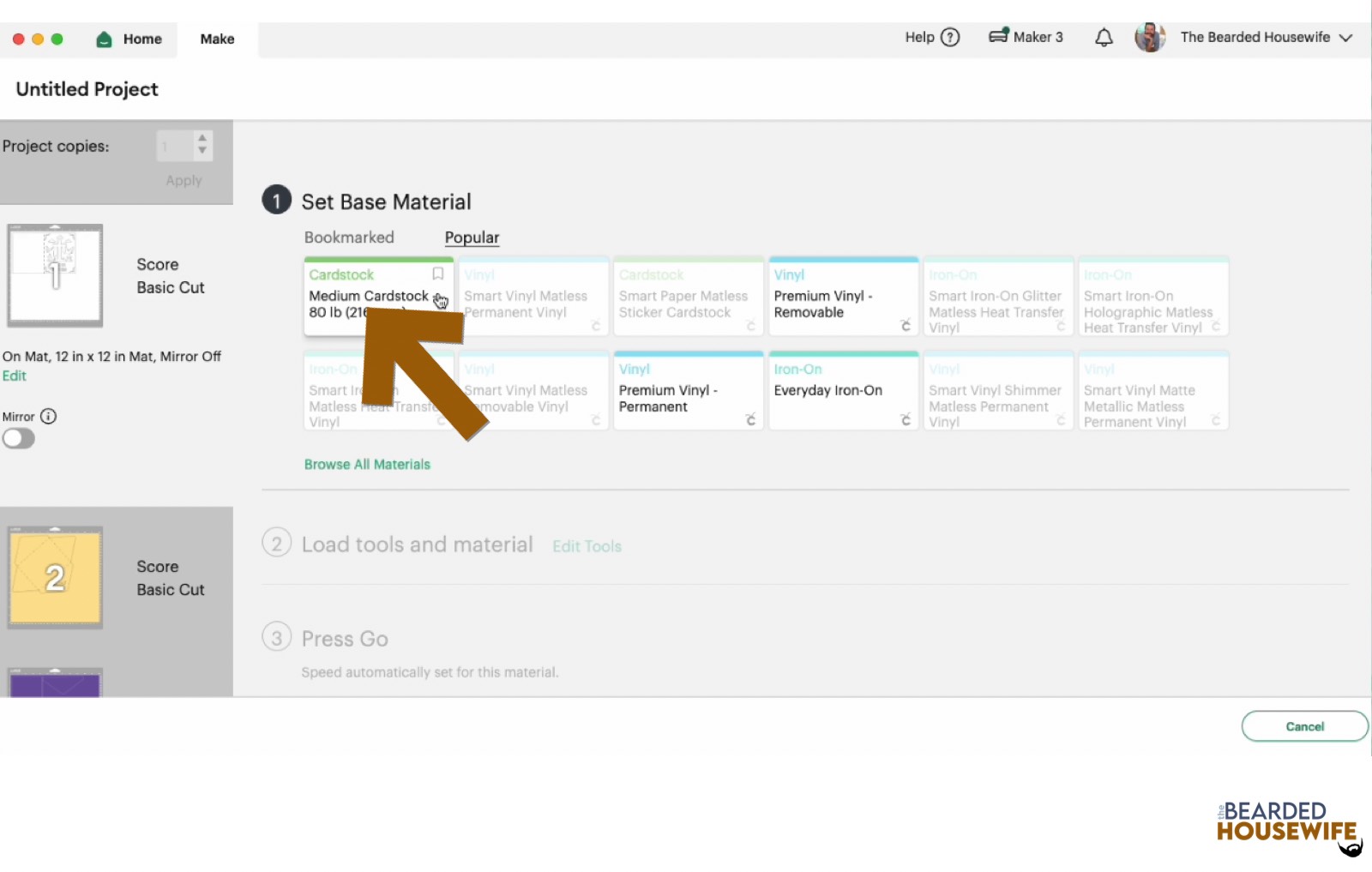 make your material selections