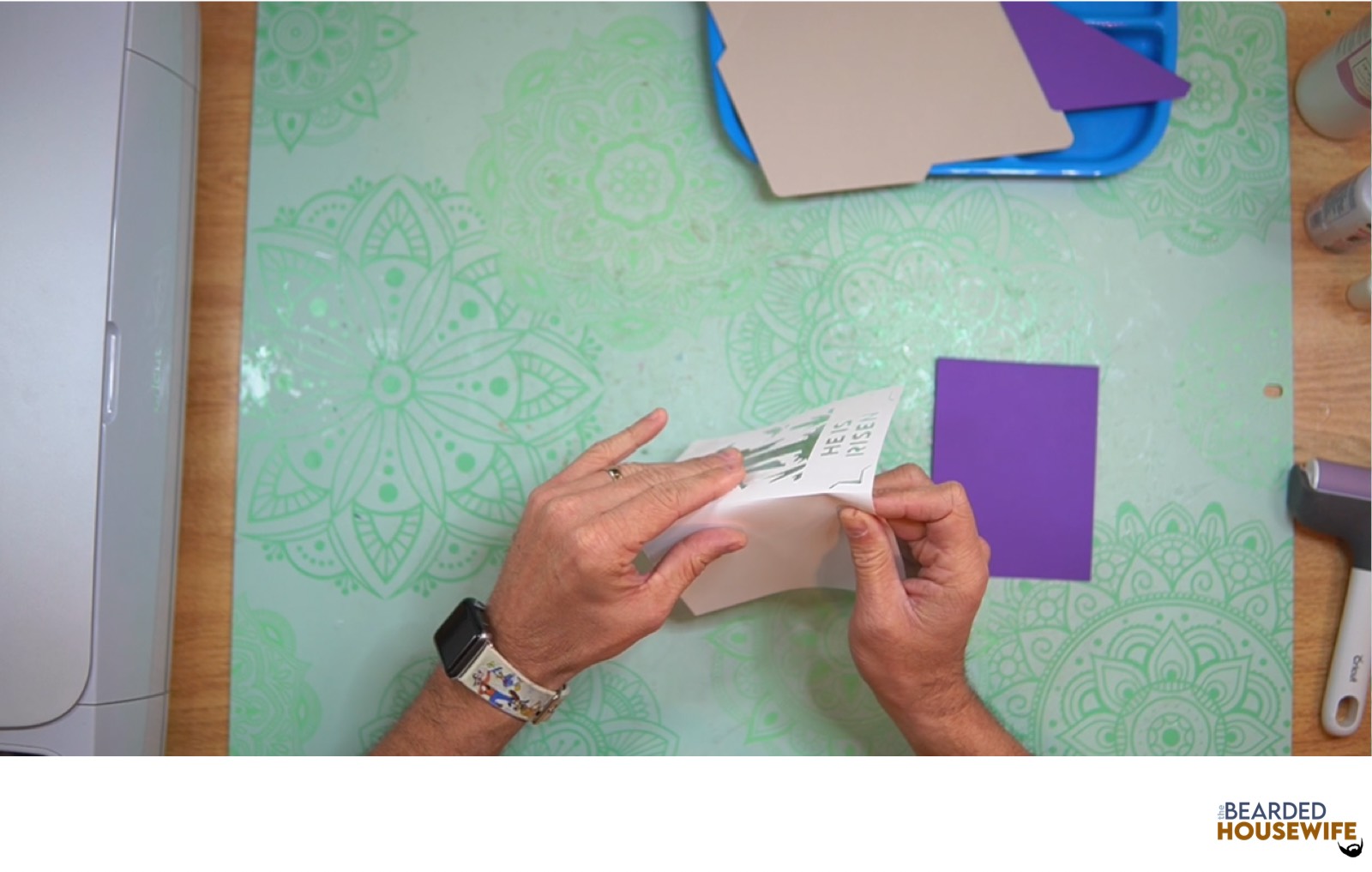 fold the card base along the score line