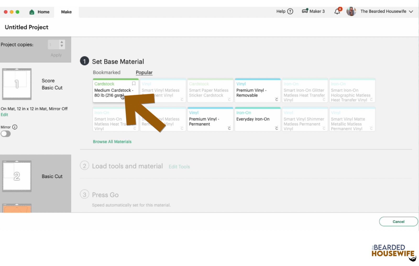 make your material selections