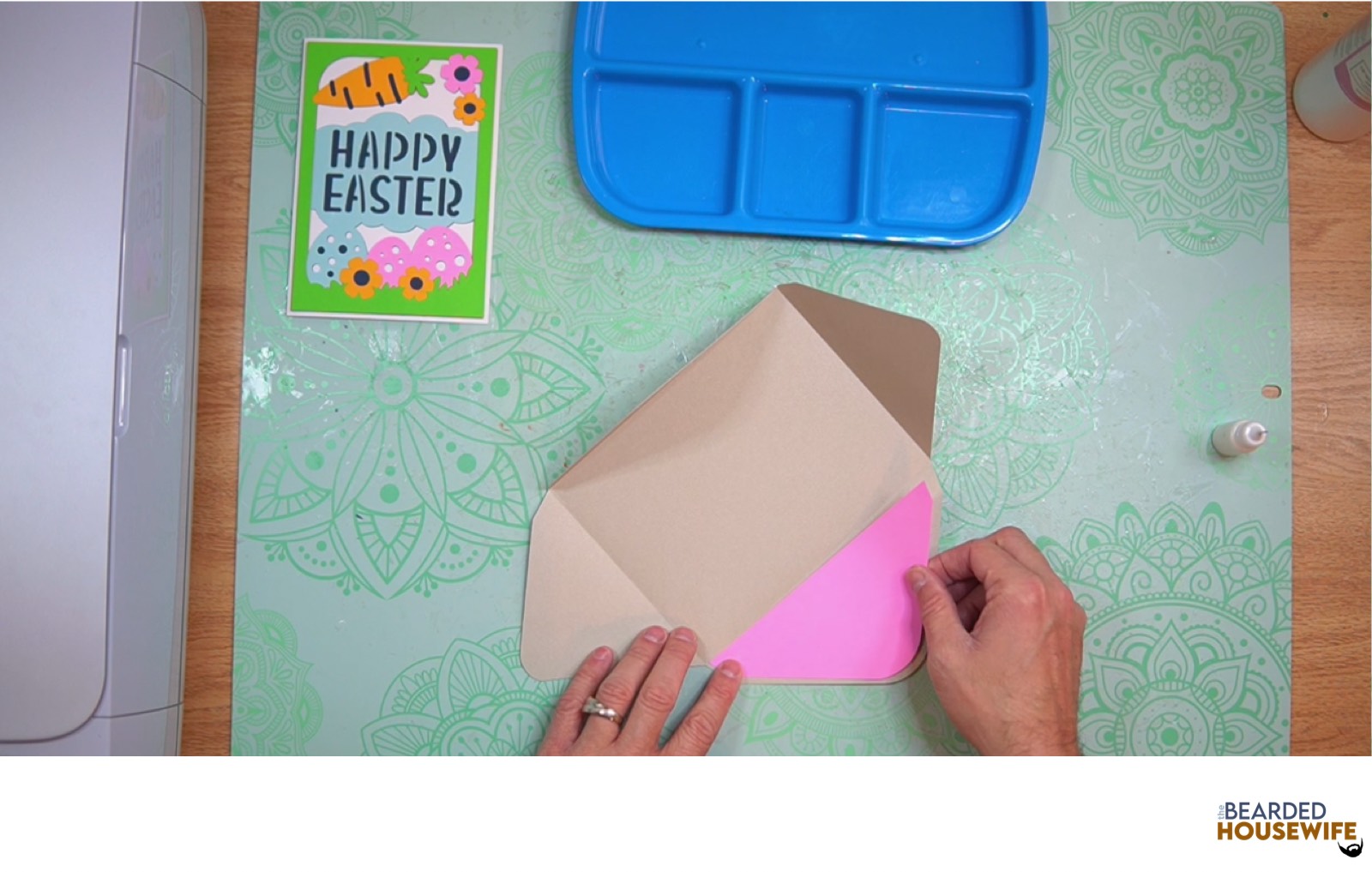 attach the inlay to the envelope flap