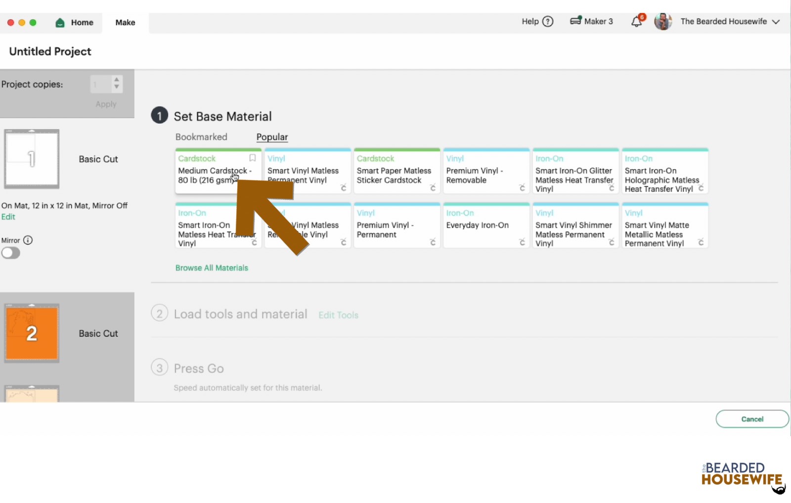 make your material selections