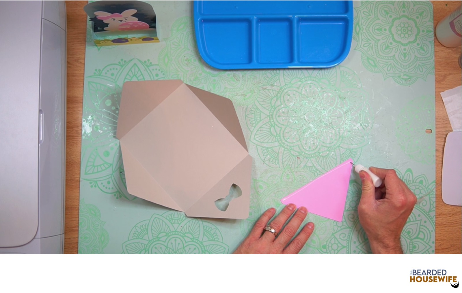 add glue to the outer edge of the inlay panel