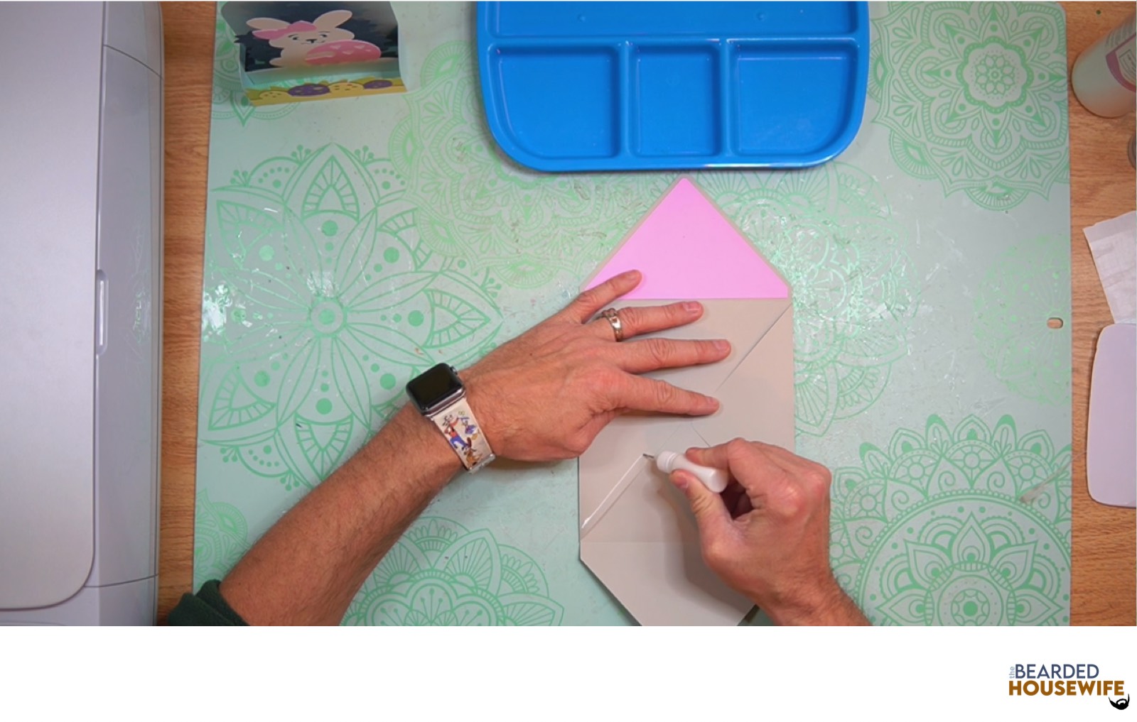 add glue to the bottom of the side flaps