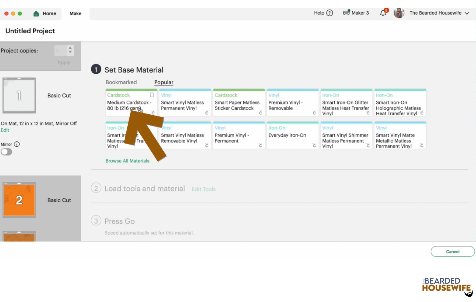 make your material selections