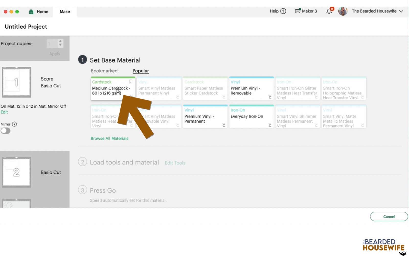 make your material selections