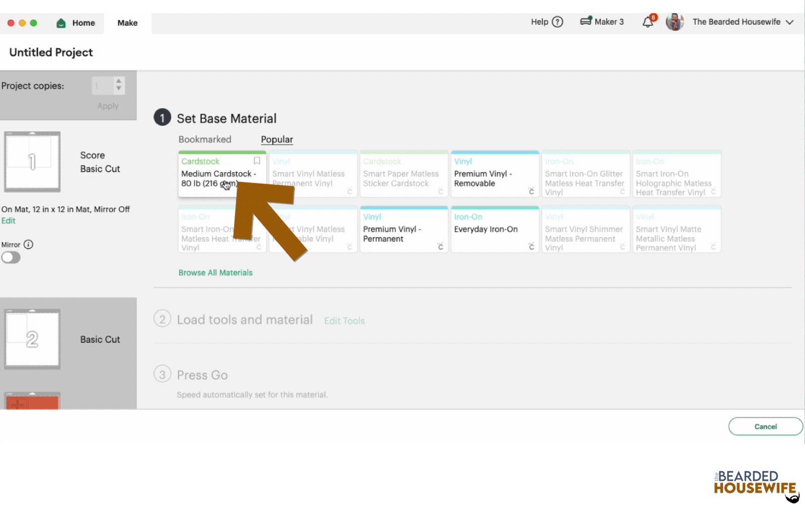 make your material selections