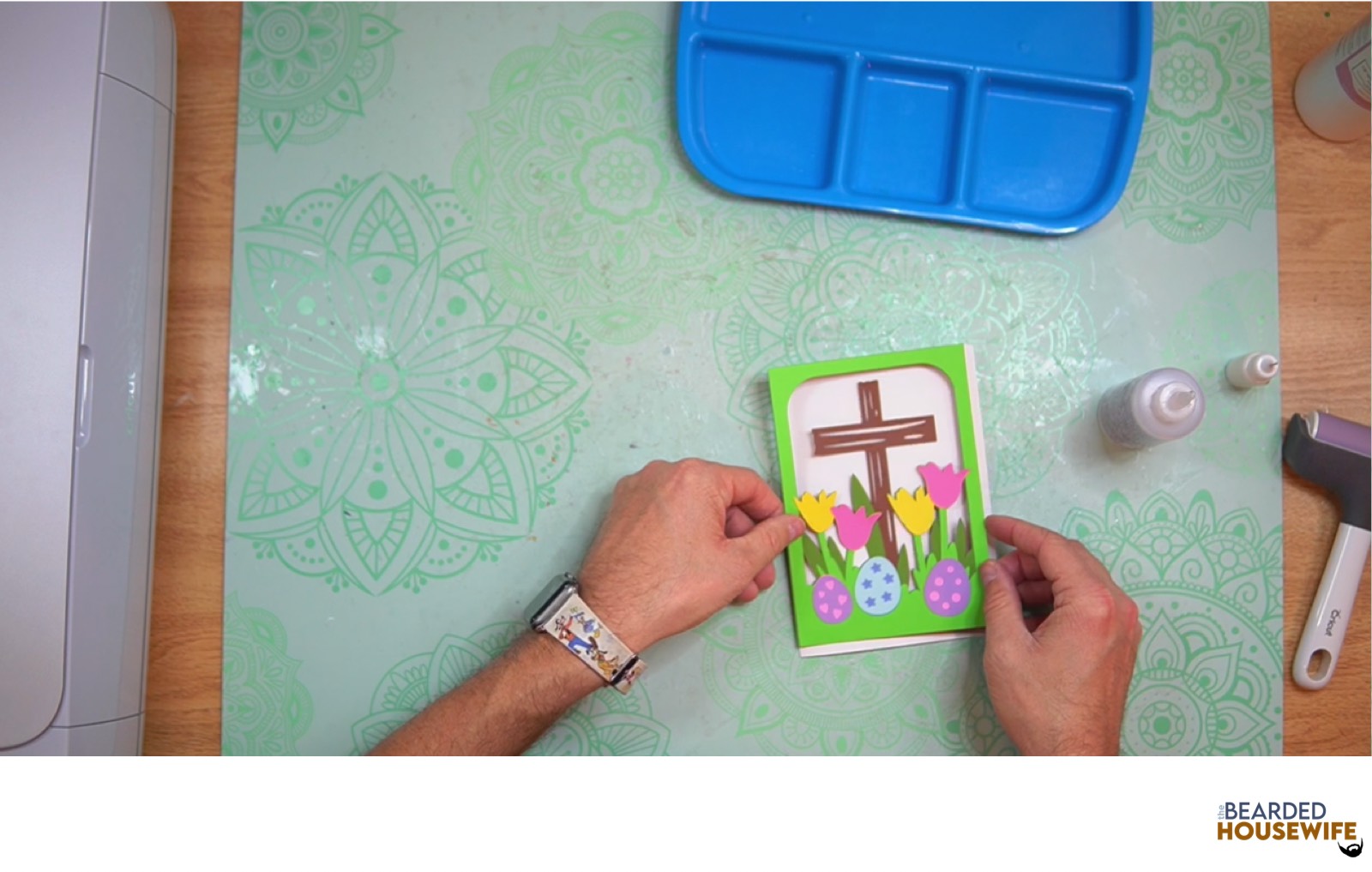 attach the front cover panel to the front of the card