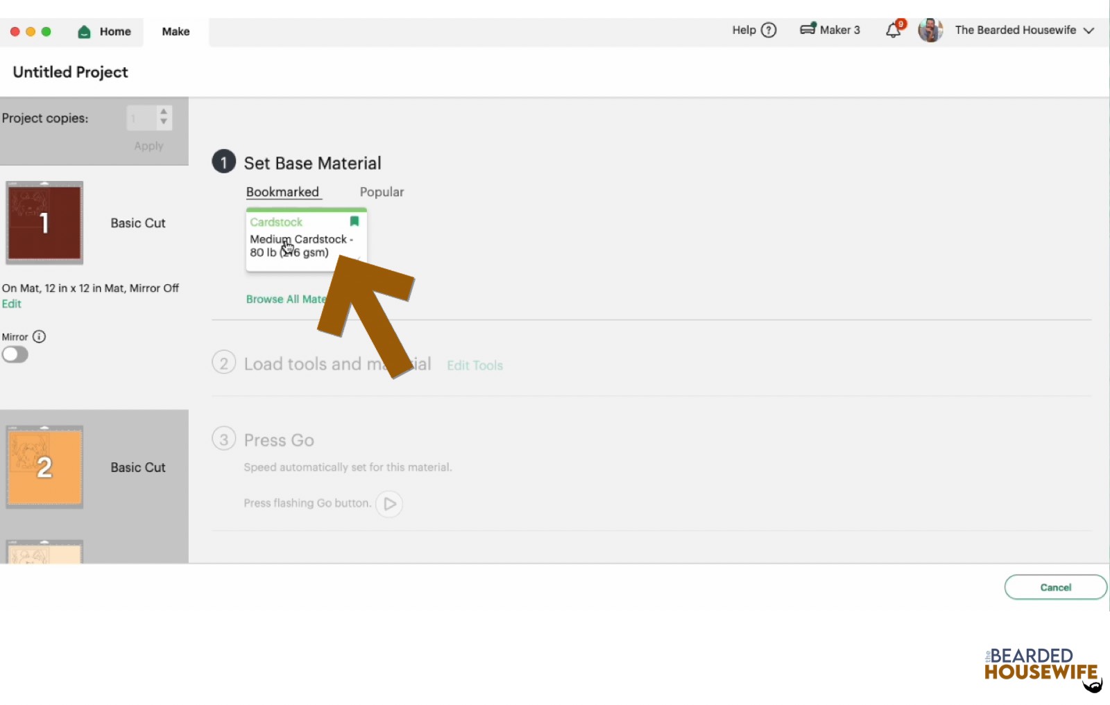 make your material selections