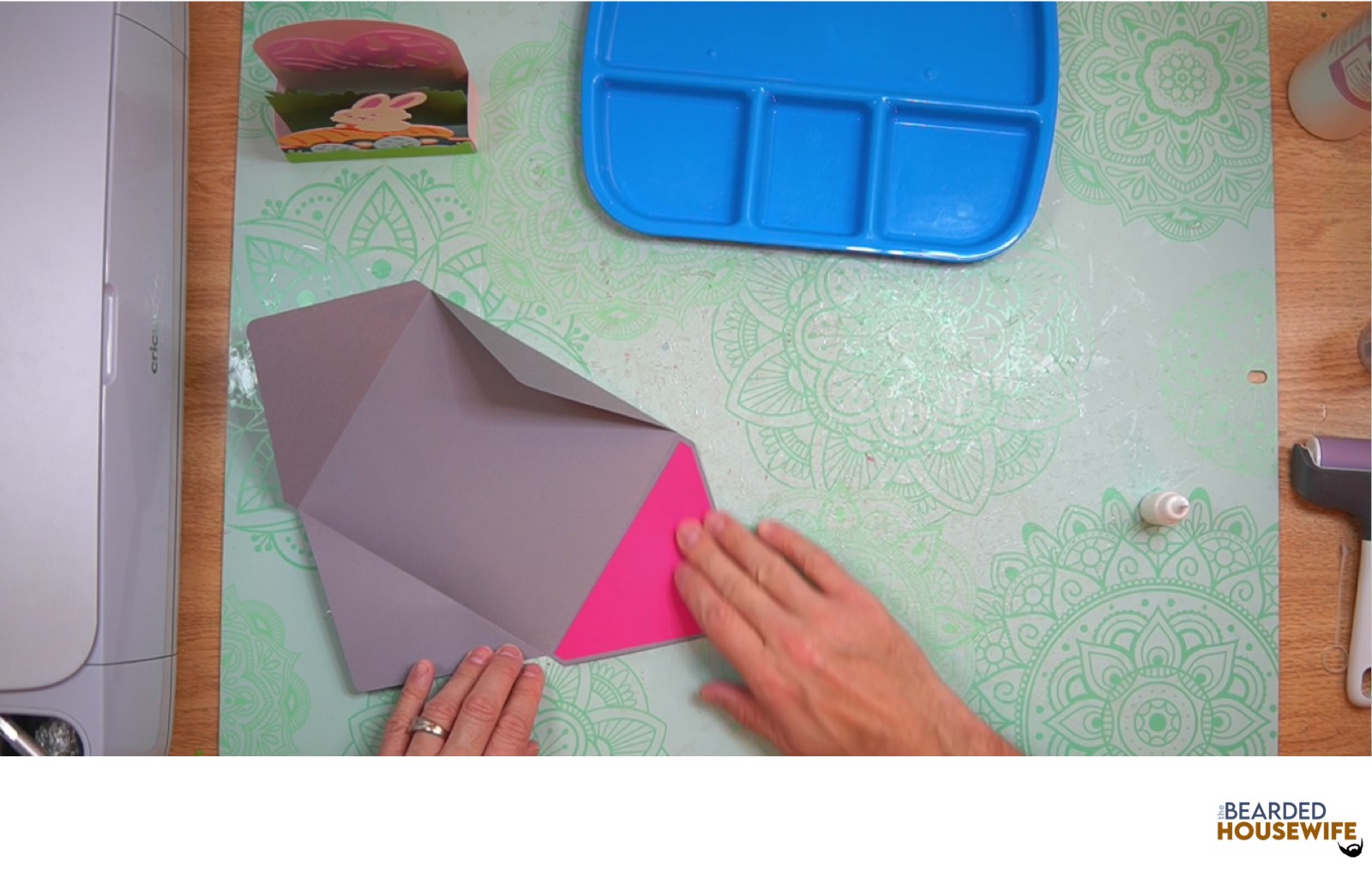attach the inlay to the cutout on the envelope flap