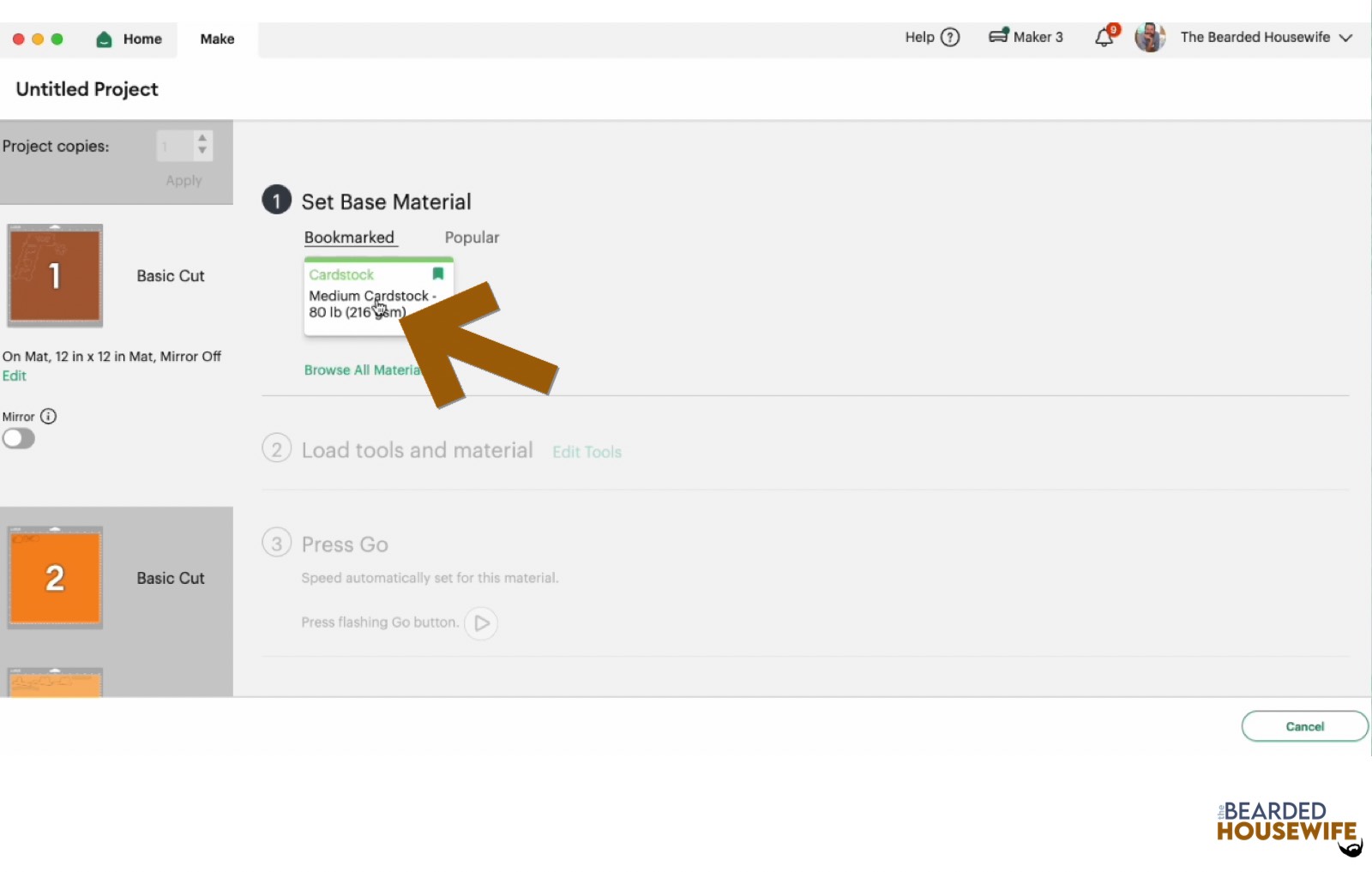 make your material selections