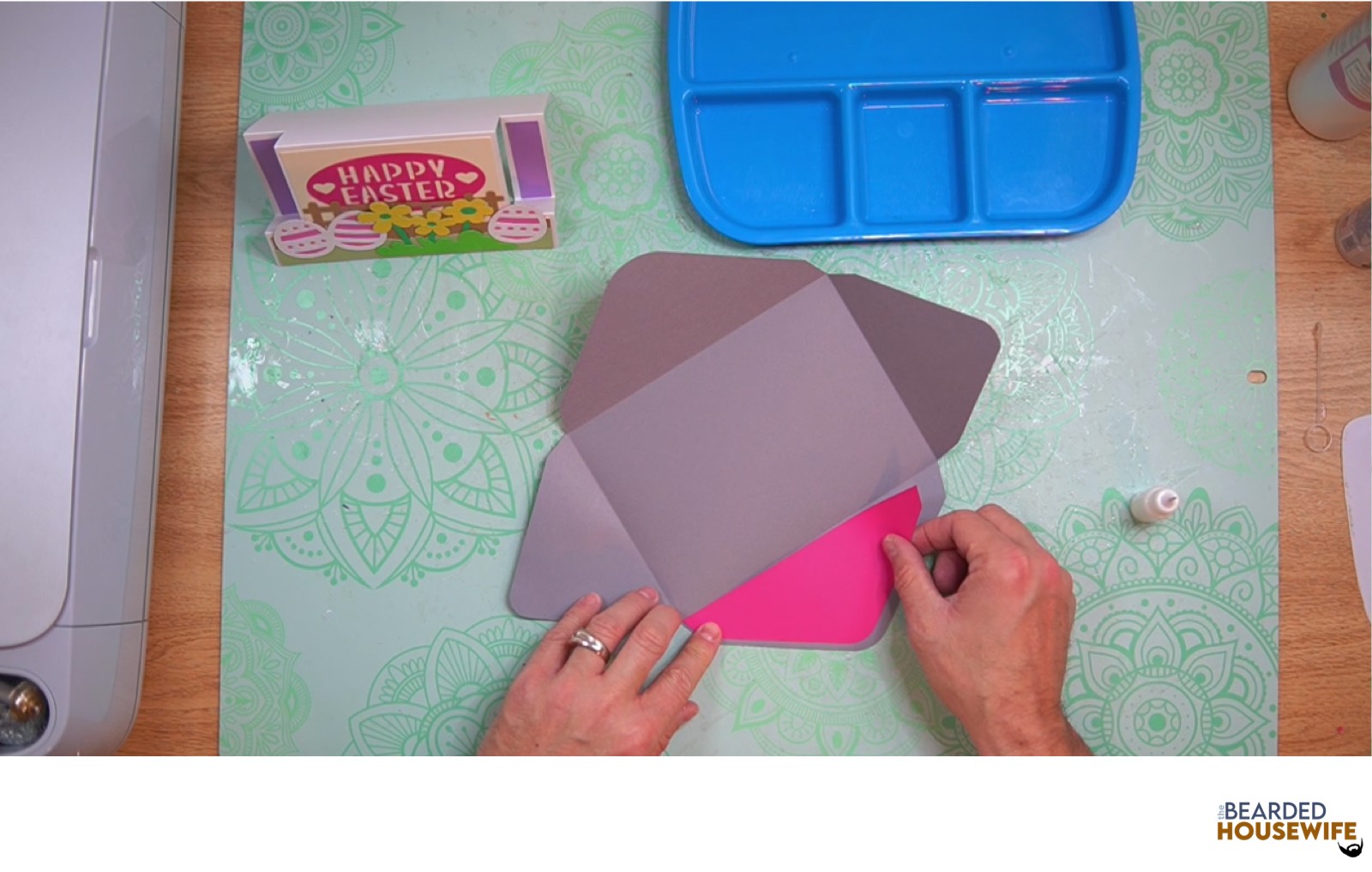 attach the inlay to the cutout on the envelope flap
