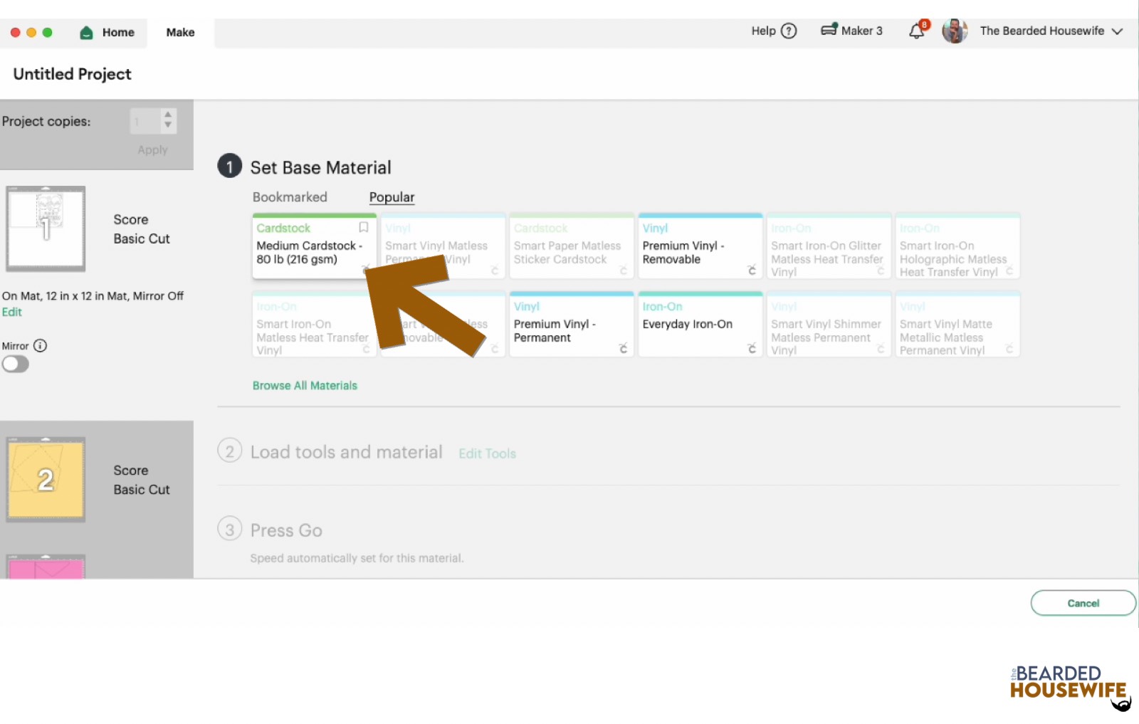 make your material selections