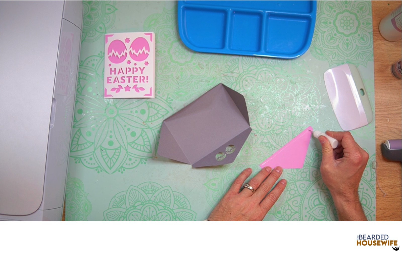 add glue along the outer edge of the inlay panel