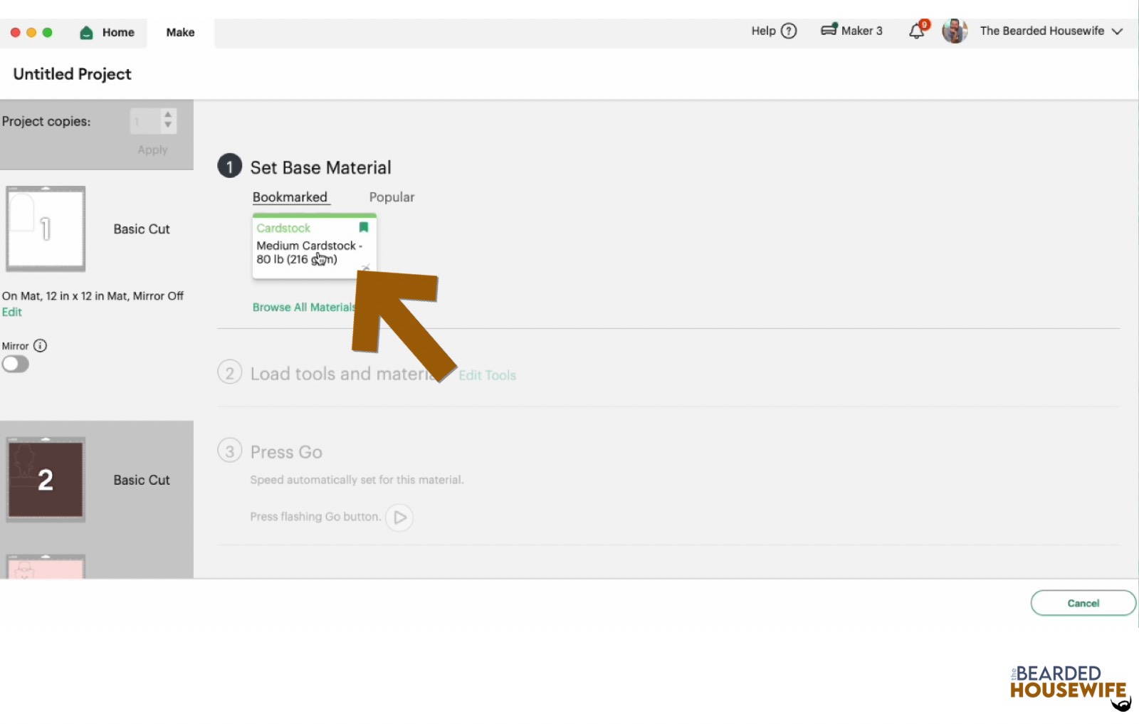 make your material selections