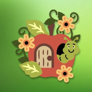 1020. Apple Worm Layered Paper Craft