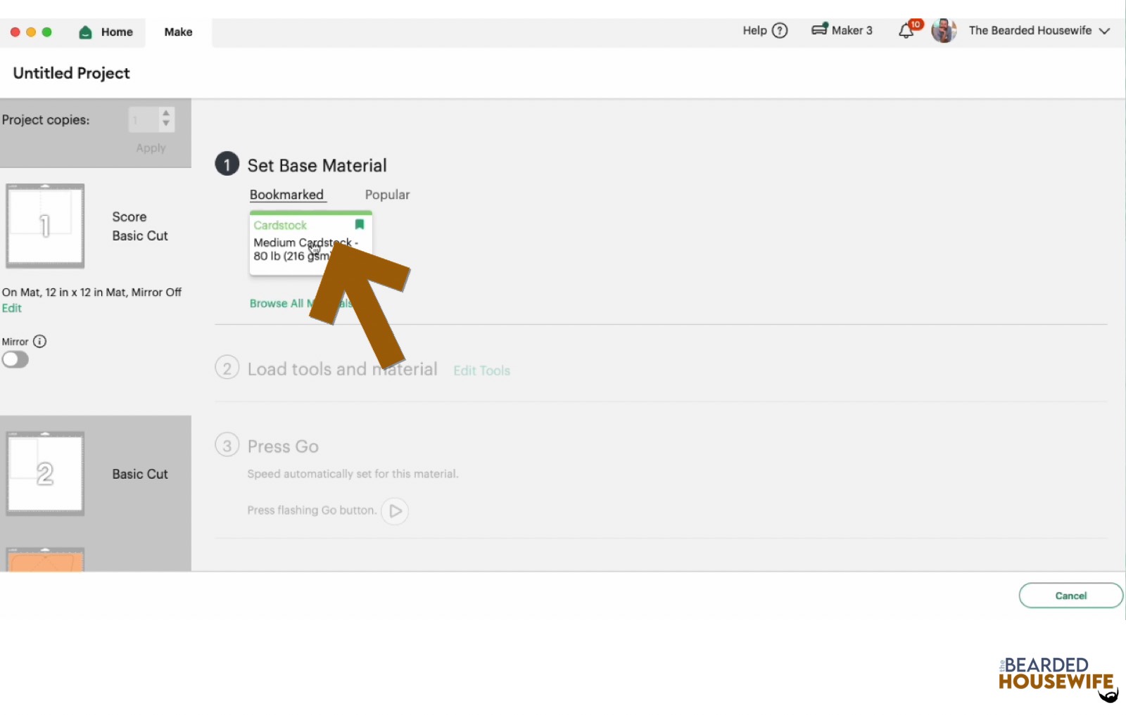 make your material selections