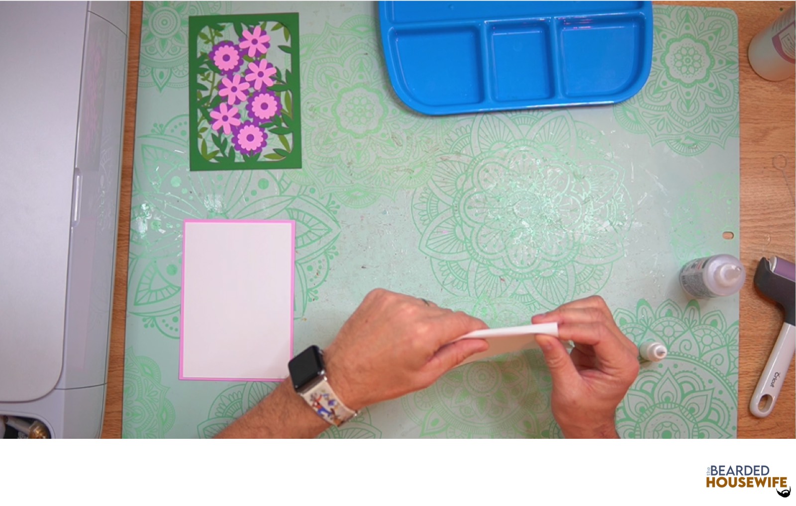 fold the card base along the score lines