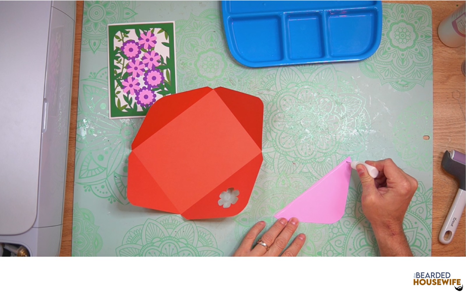 add glue along the outer edge of the inlay