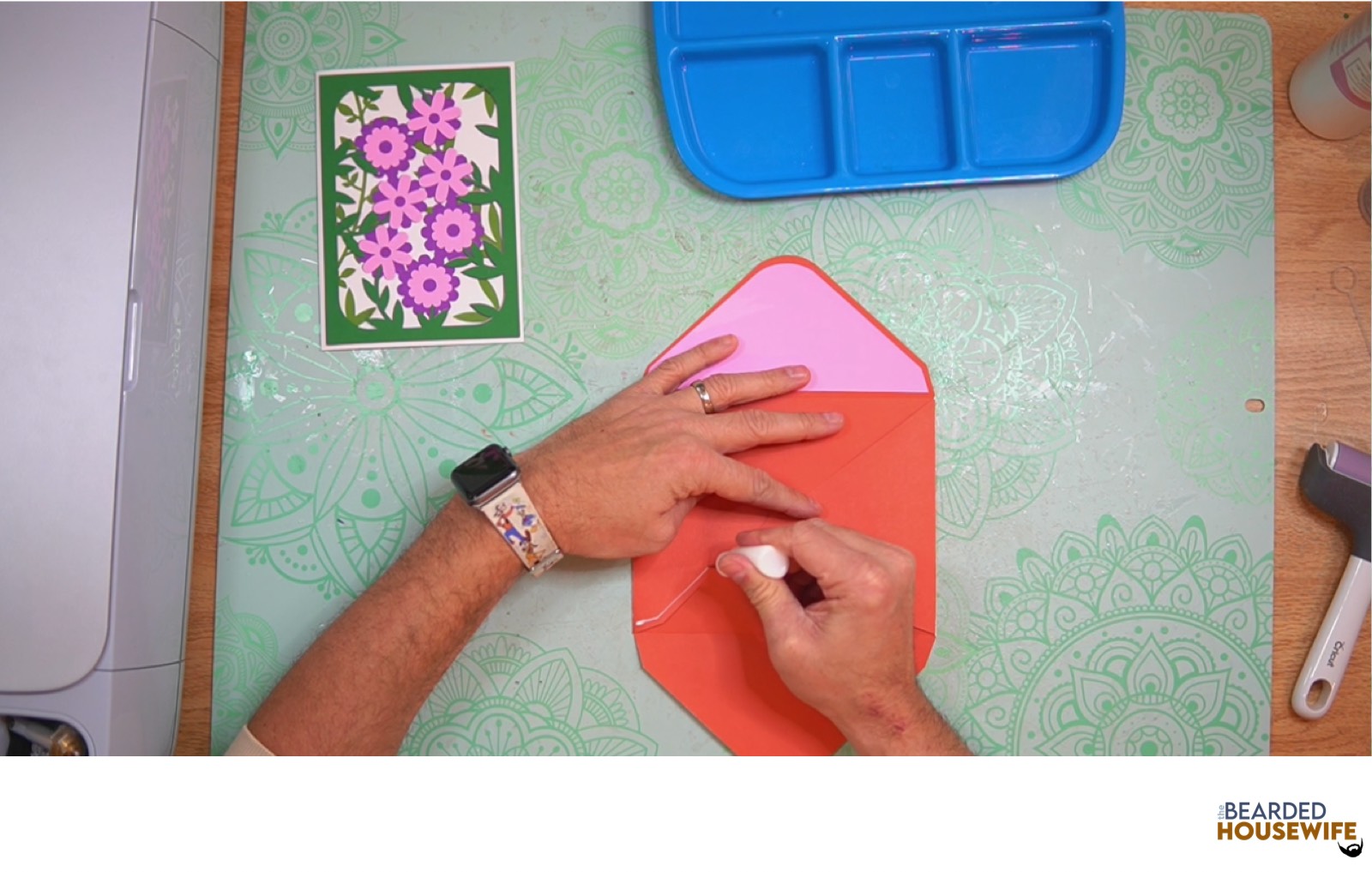 add glue to the bottom of the side flaps