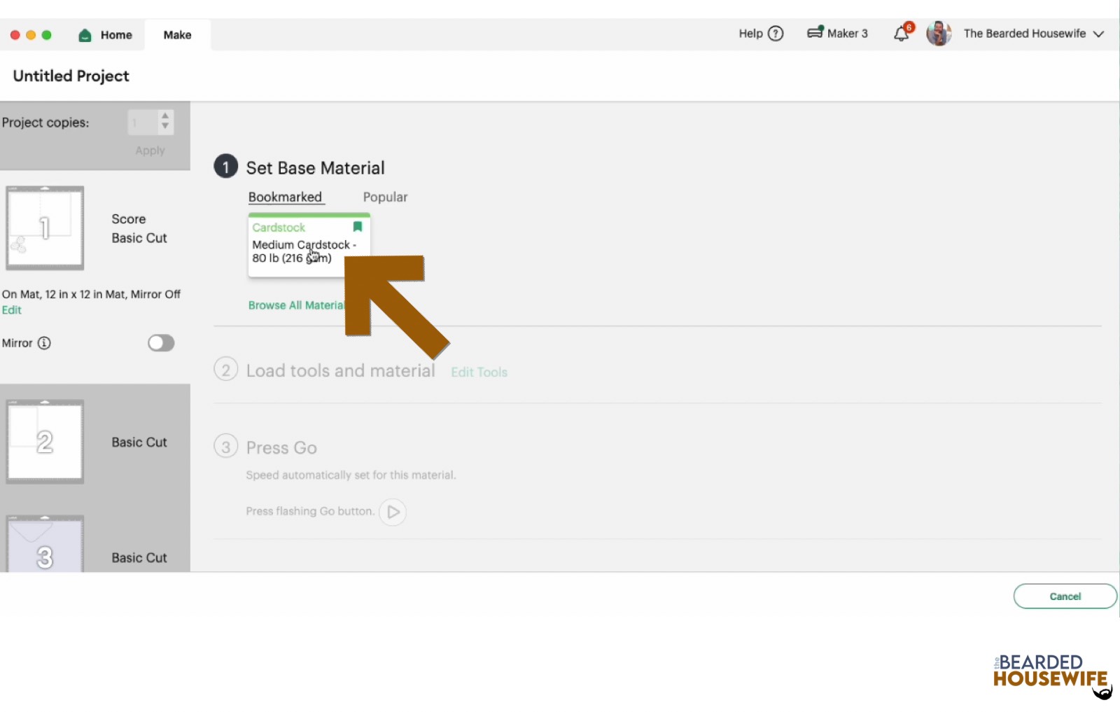 make your material selections