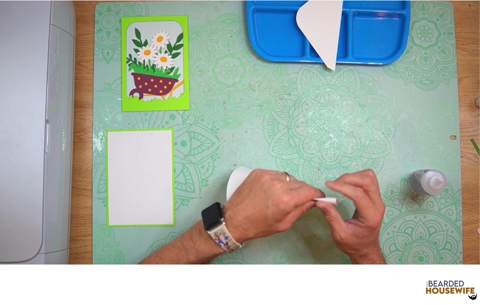 fold the card base along the score line