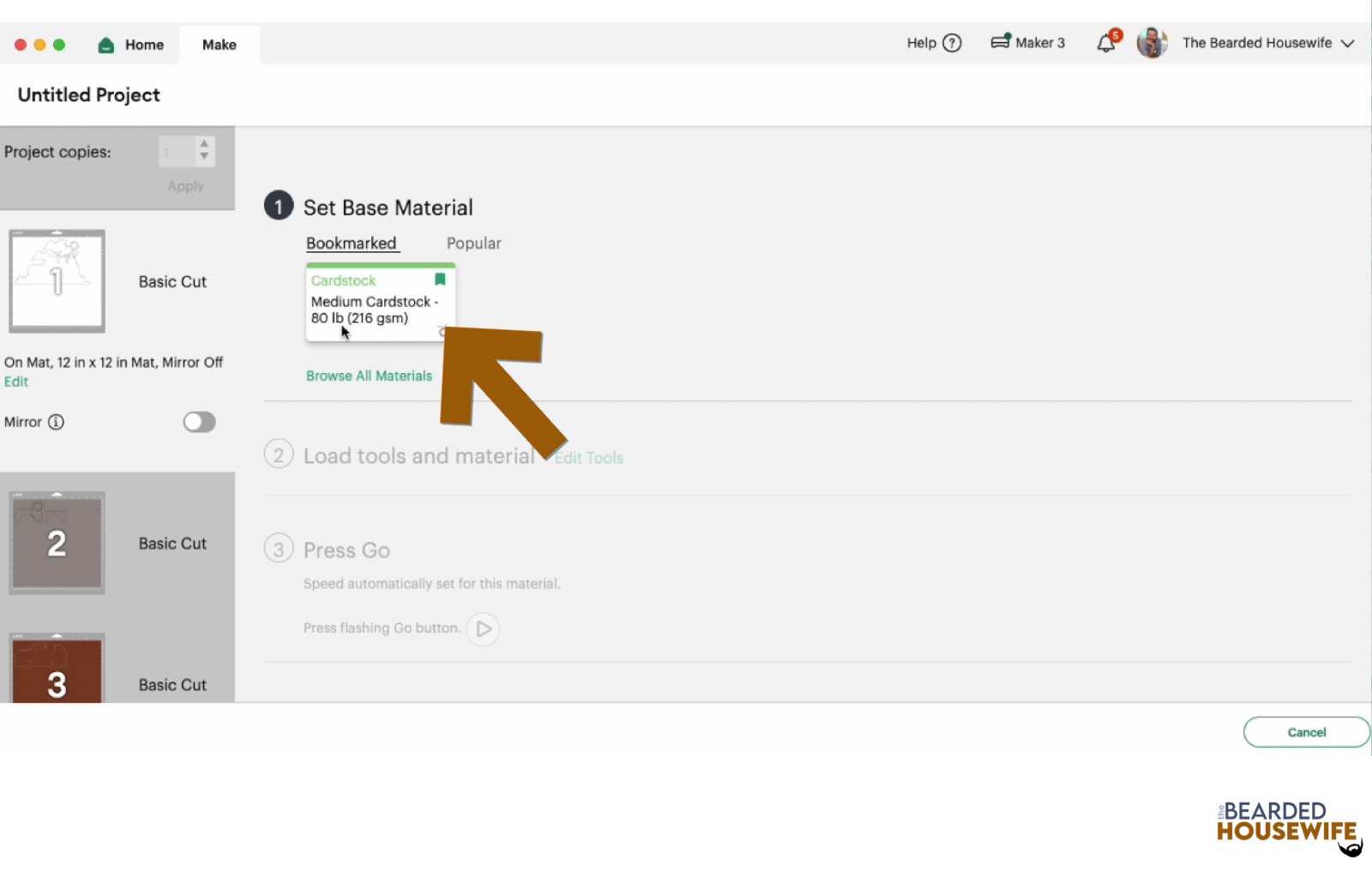 make your material selections