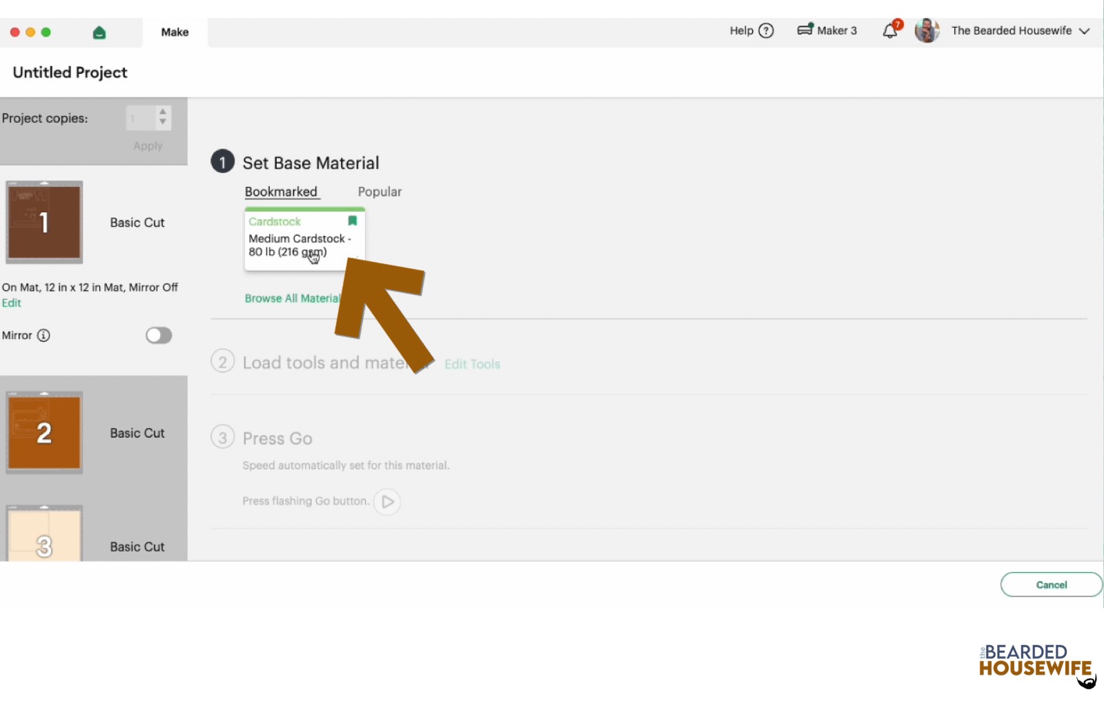 make your material selections