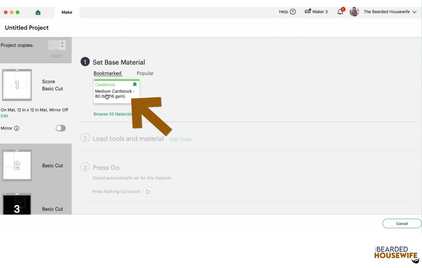 make your material selections