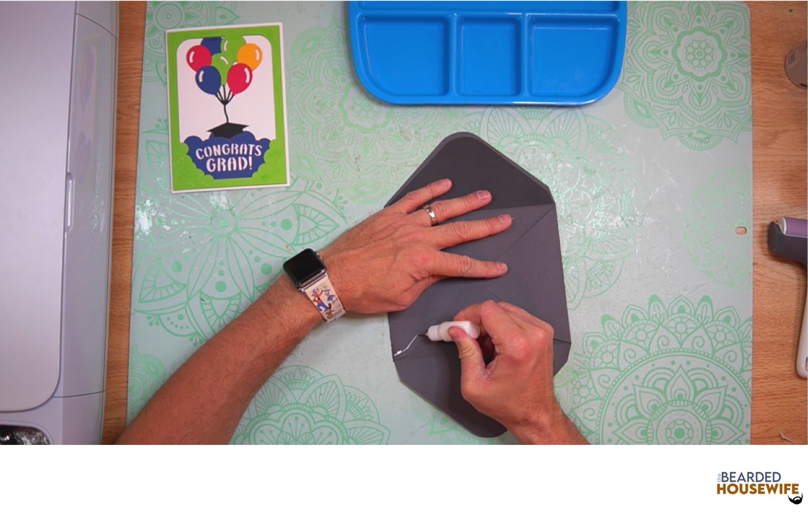 add glue to the bottom of the side flaps