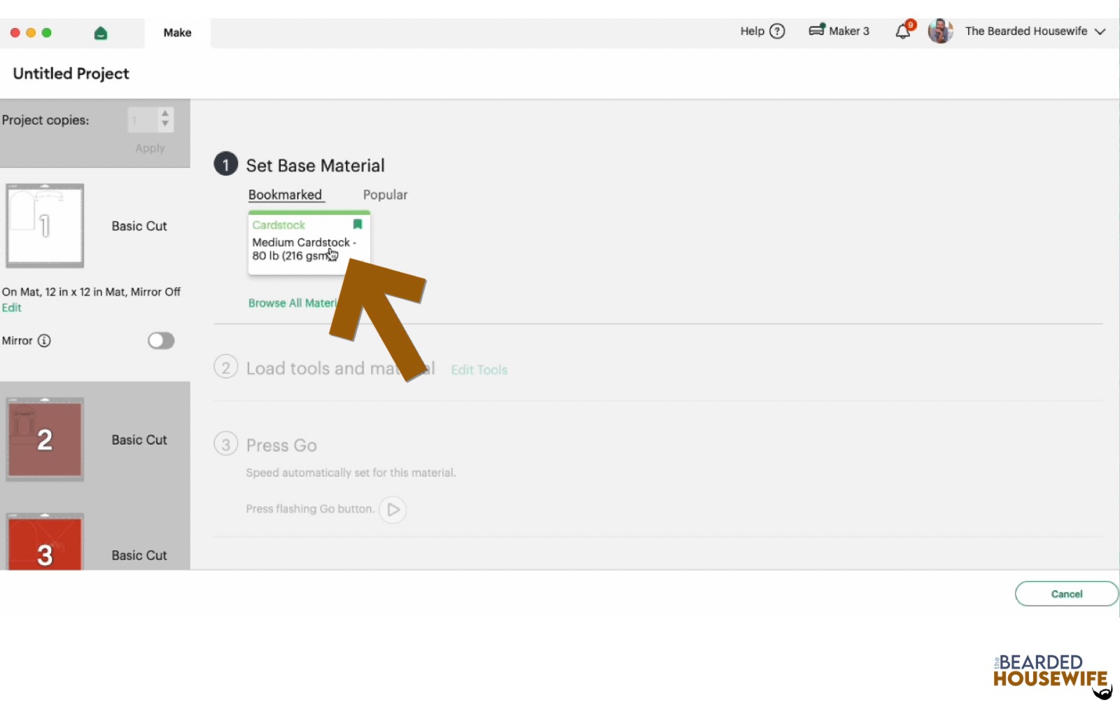 make your material selections