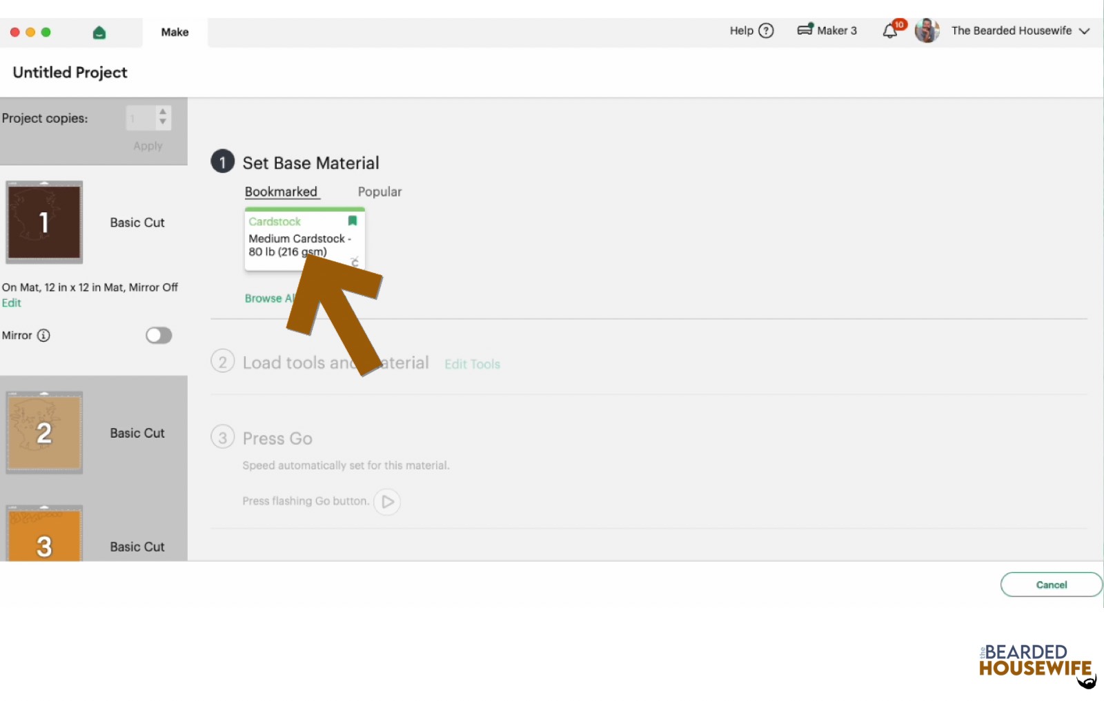 make your material selections