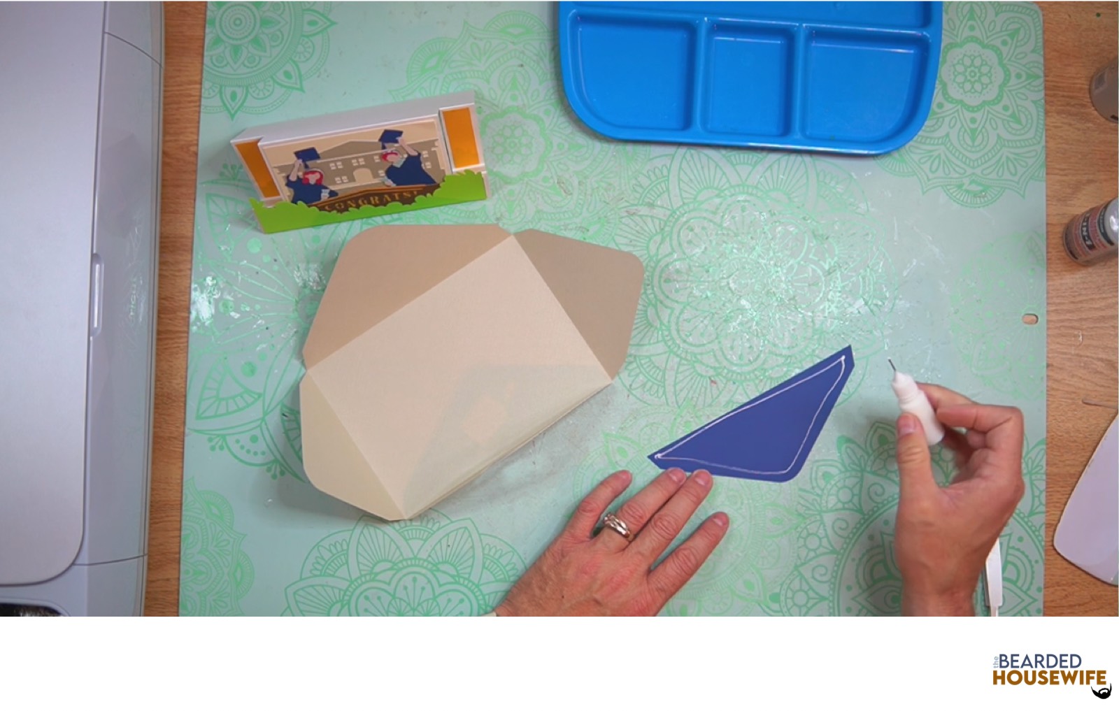 add glue along the outer edge of the inlay