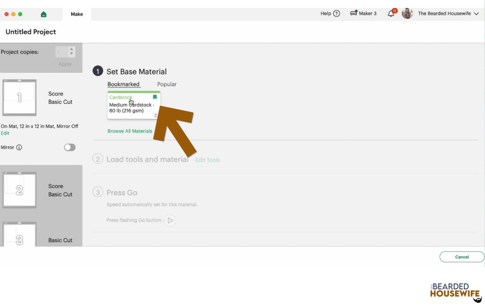make your material selections