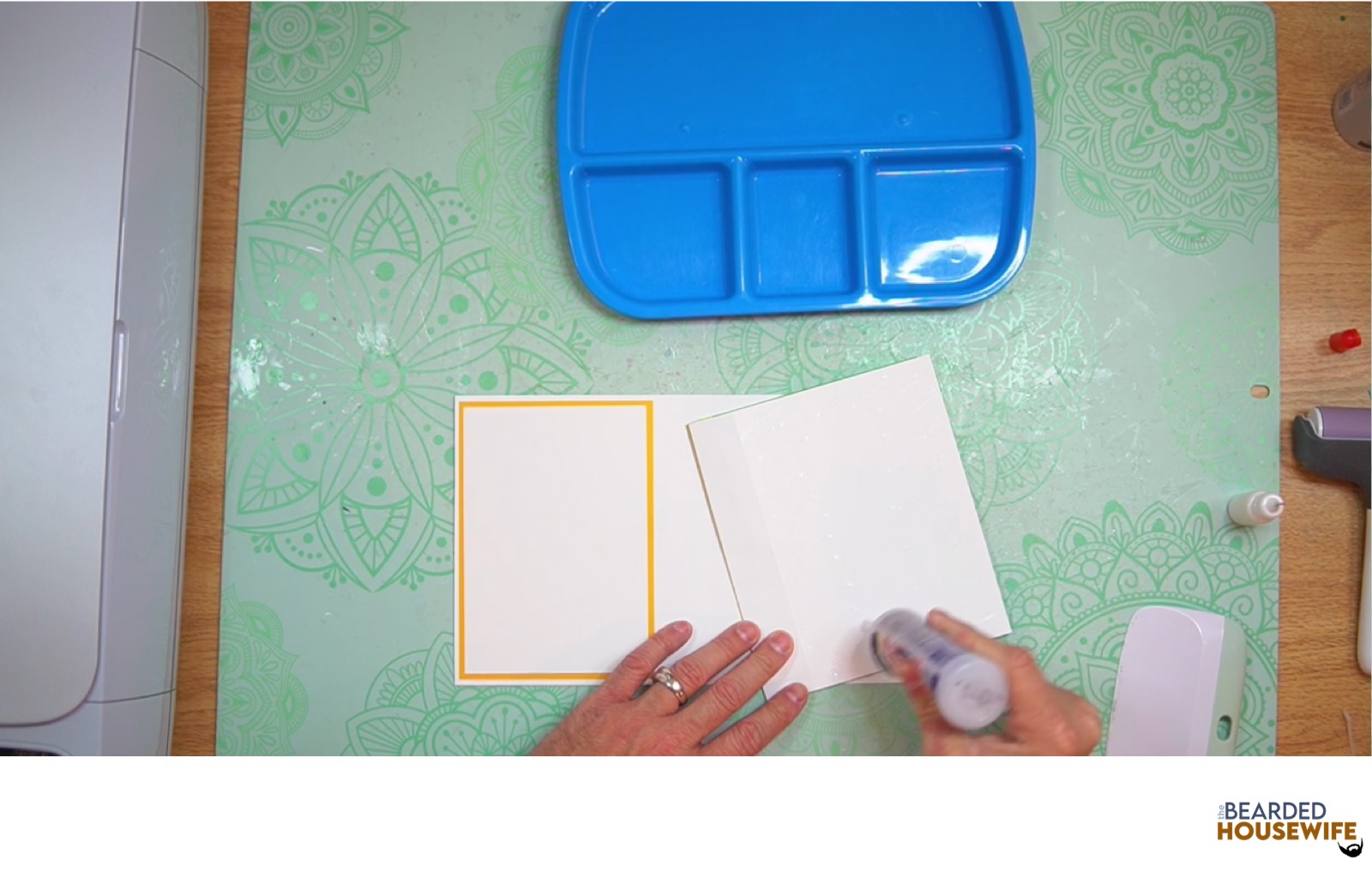 add glue to the back of the tab piece