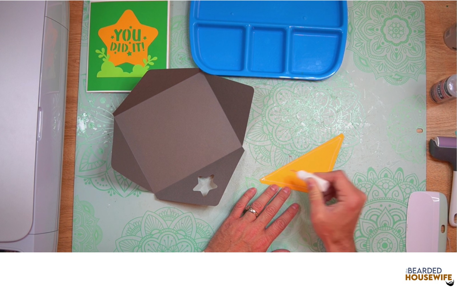 add glue to the outer edge of the inlay panel