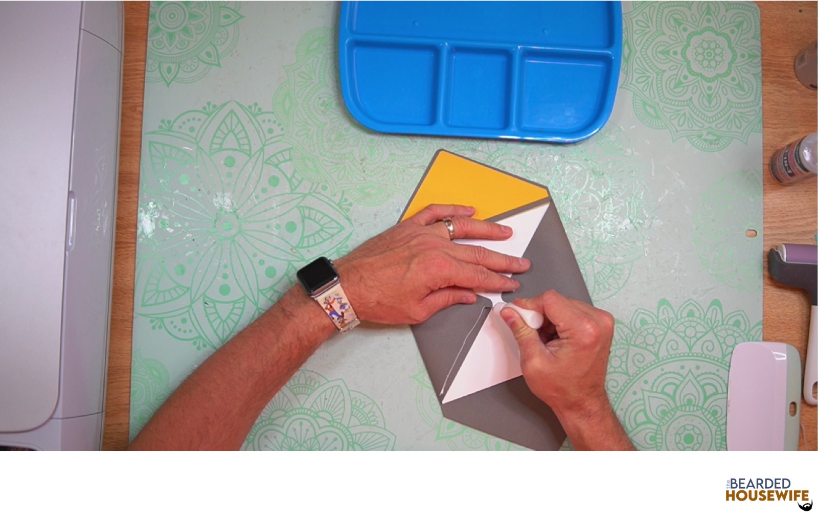 add glue to the bottom of the side flaps