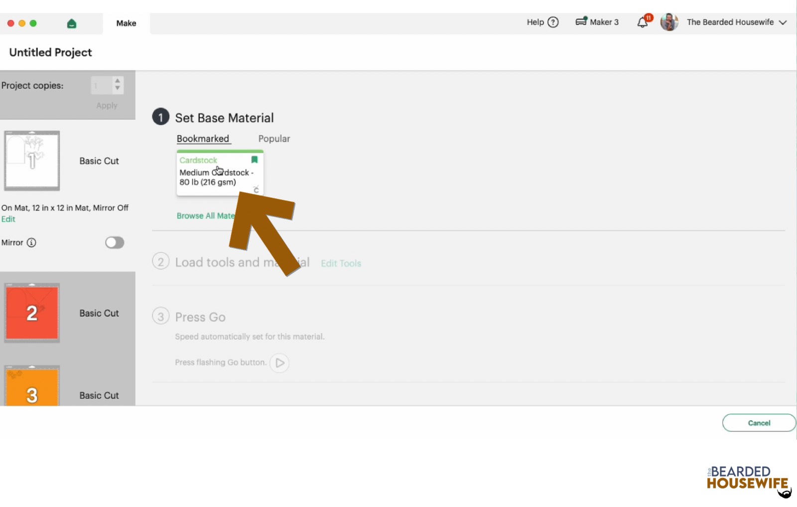 make your material selections