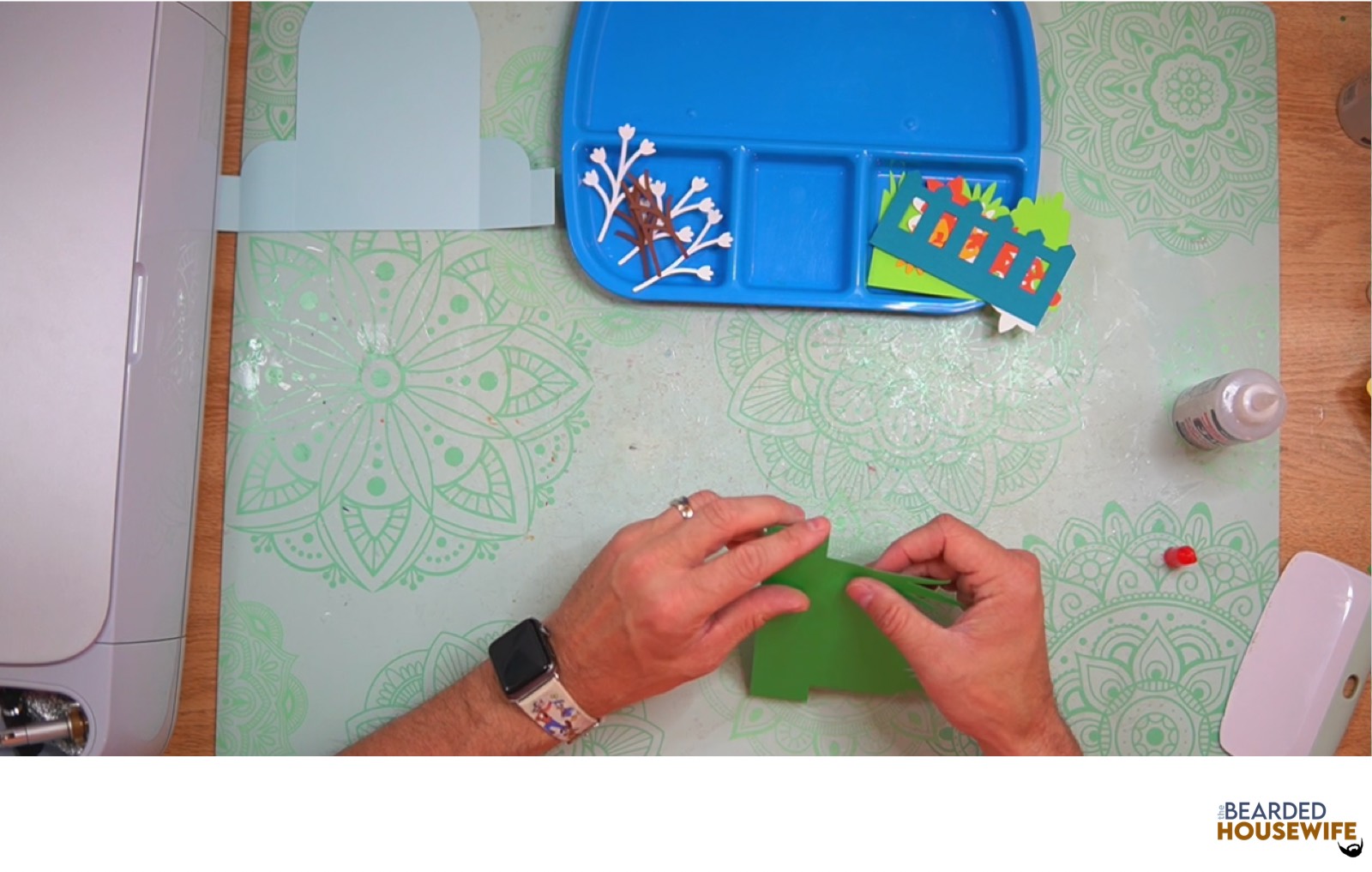 fold the inside tab piece along the the score lines