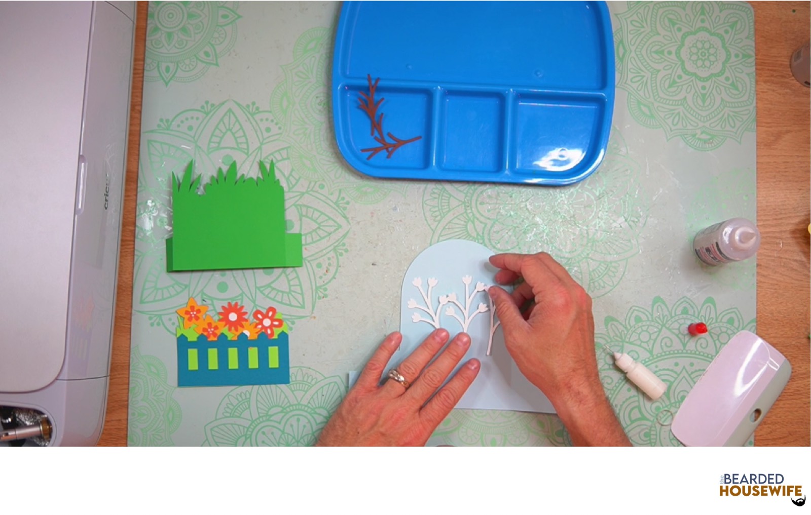 attach the inside cover panel to the inside of the card