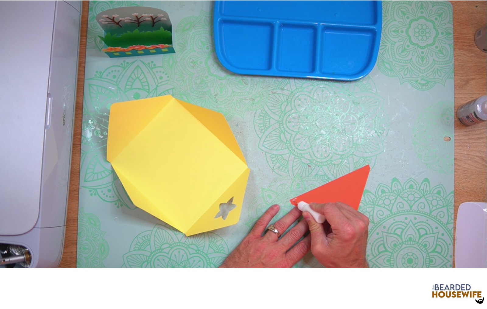 add glue along the outer edge of the inlay