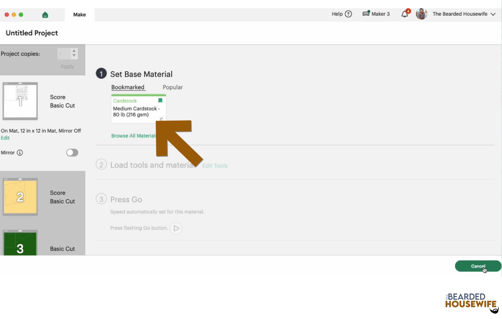 make your material selections