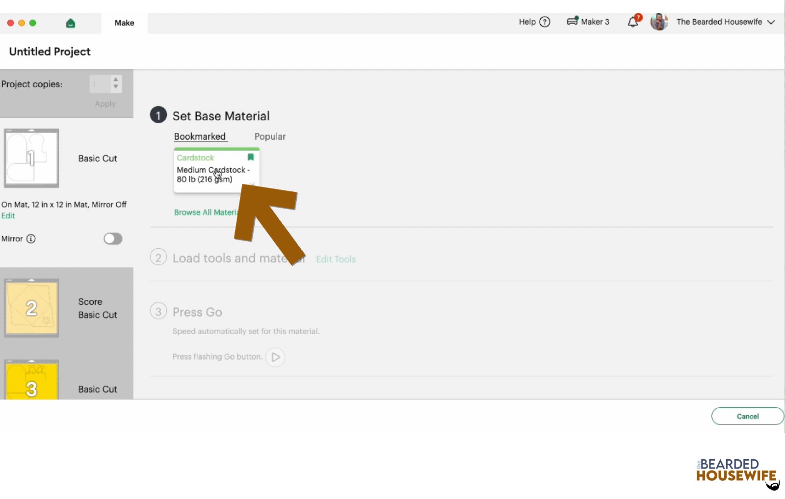 make your material selections