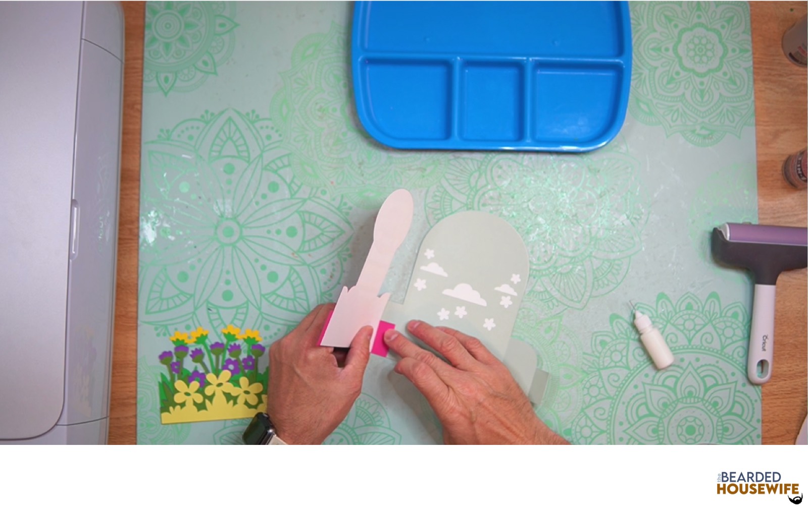 add glue to the left side of the outside box piece