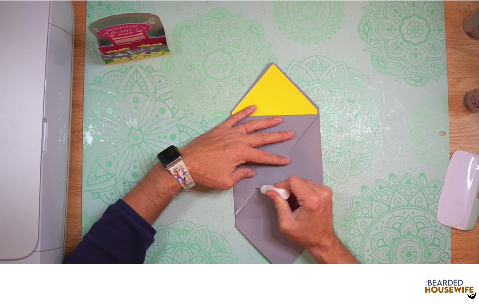 add glue to the bottom of the side flaps