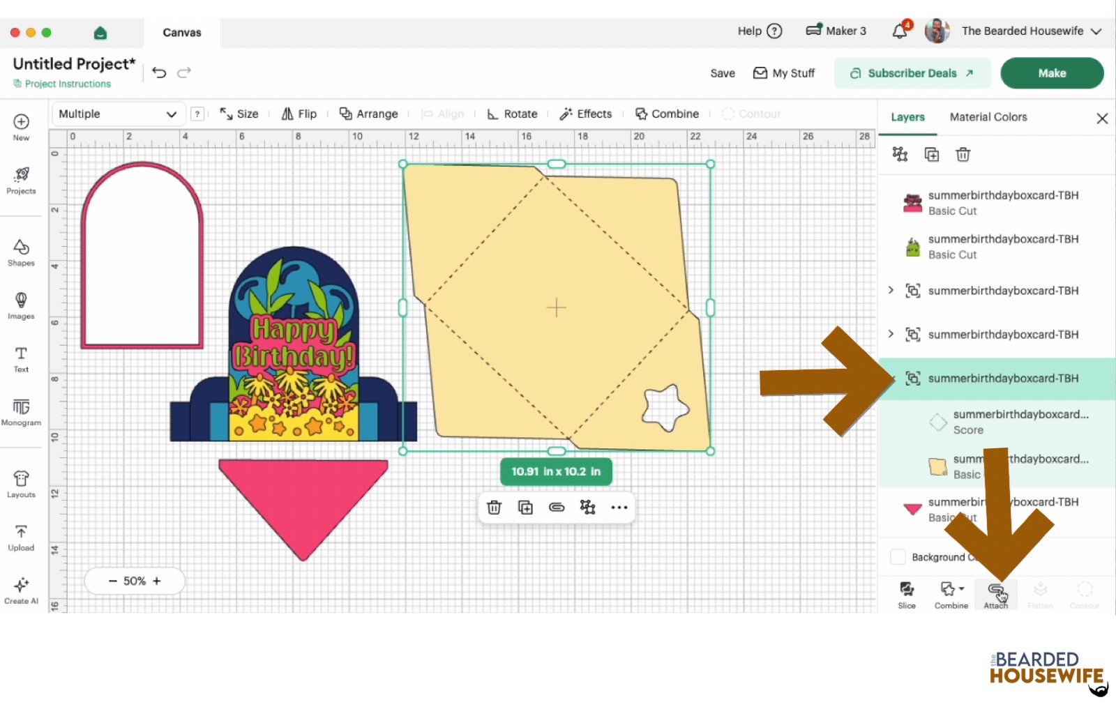 highlight the group and attach