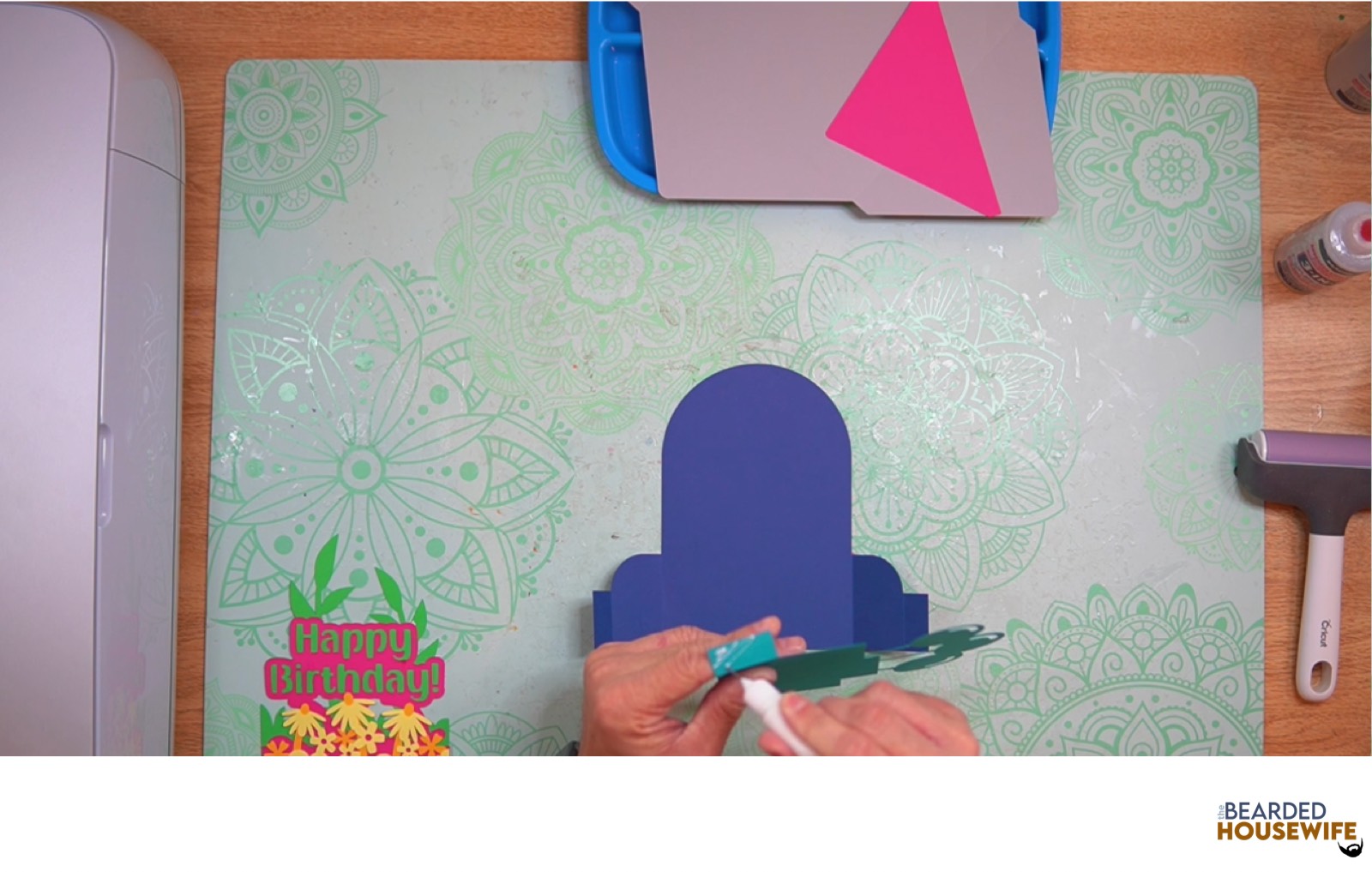 add glue to the left tab on the inside tab piece