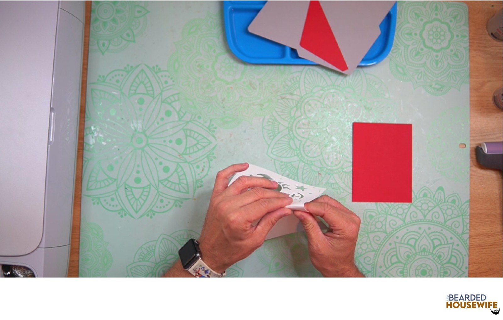 fold the card base along the score line