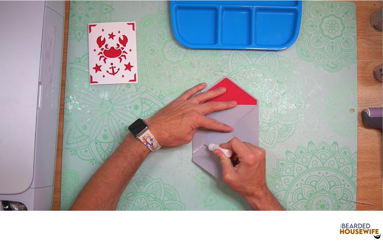 add glue to the bottom of the side flaps