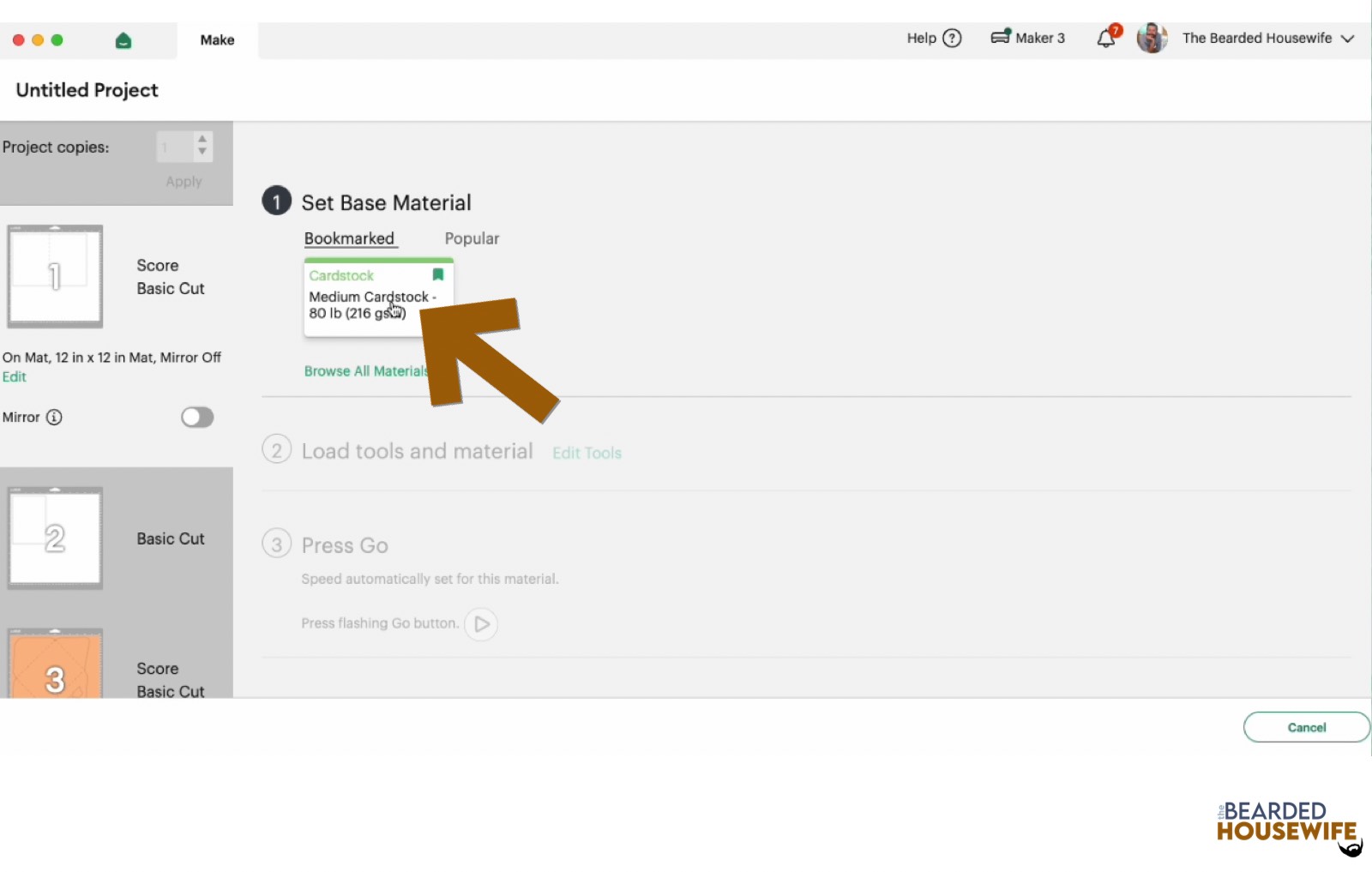 make your material selections