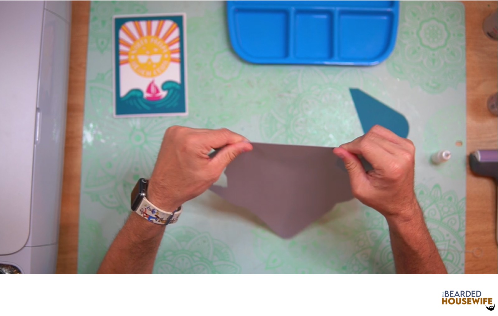 fold the envelope along the score lines